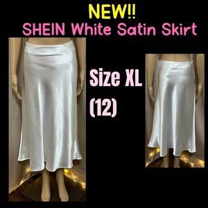 Size XL- NEW! SHEIN White Satin Skirt